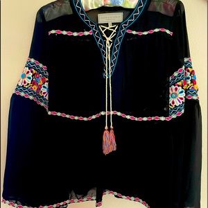 Gorgeous, sheer, embroidered viscous shirt